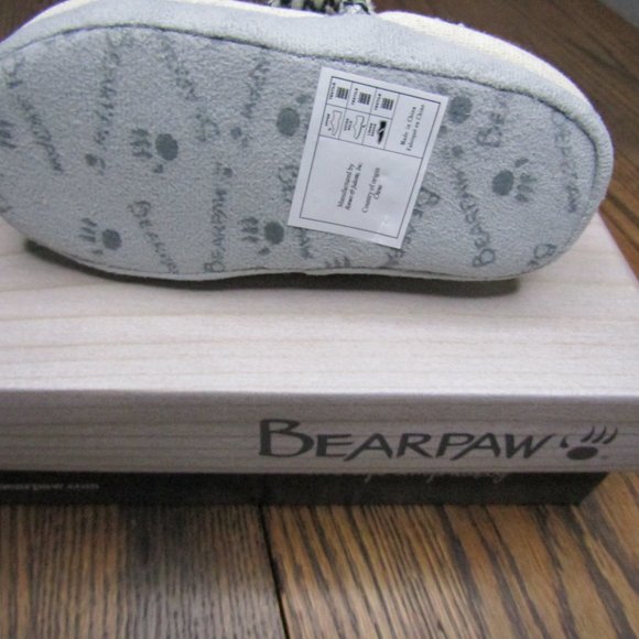 Bearpaw little girls winter white glittery faux fur lined slippers size S 11-12 - Picture 4 of 4